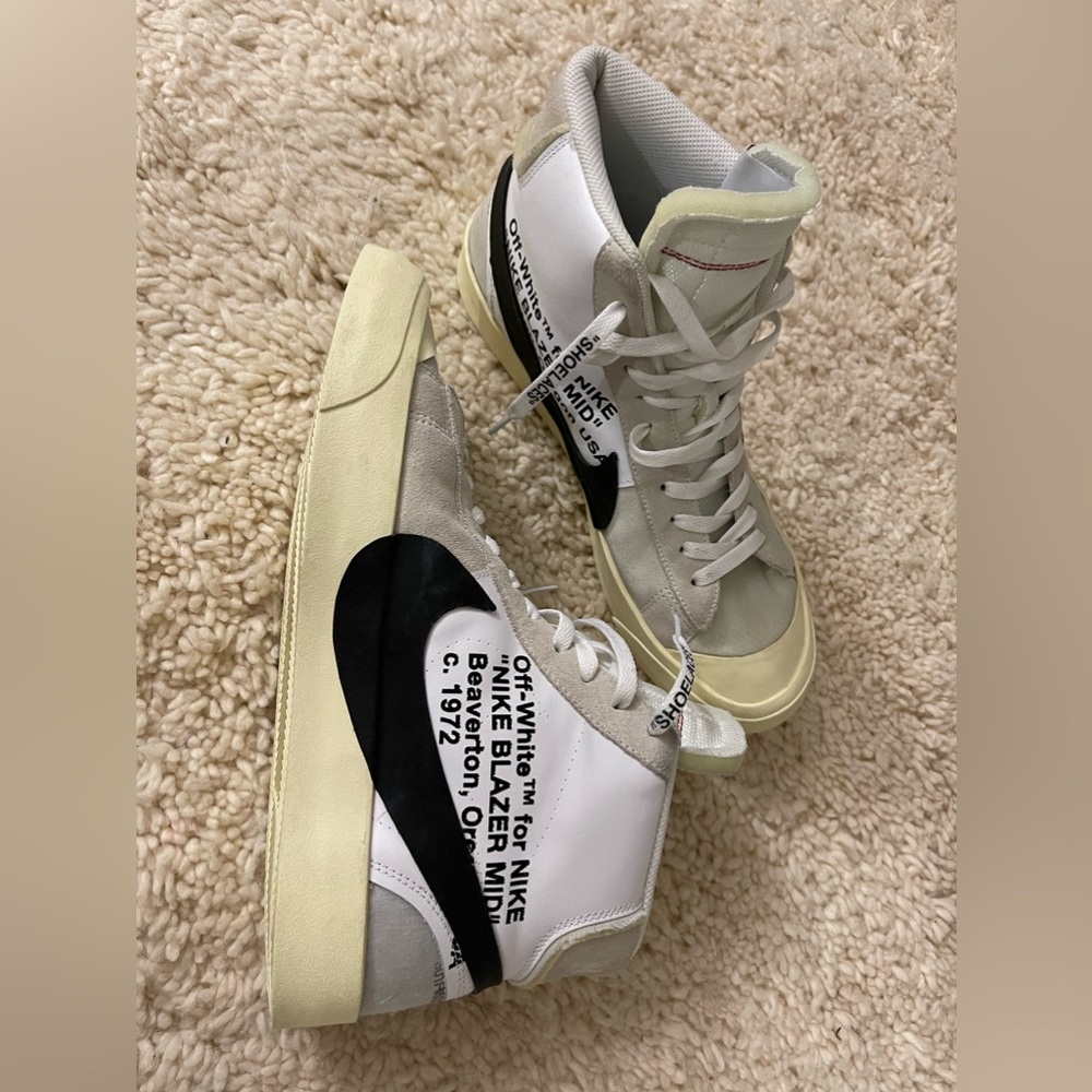 Off-White High-Top Sneakers in White and Black
